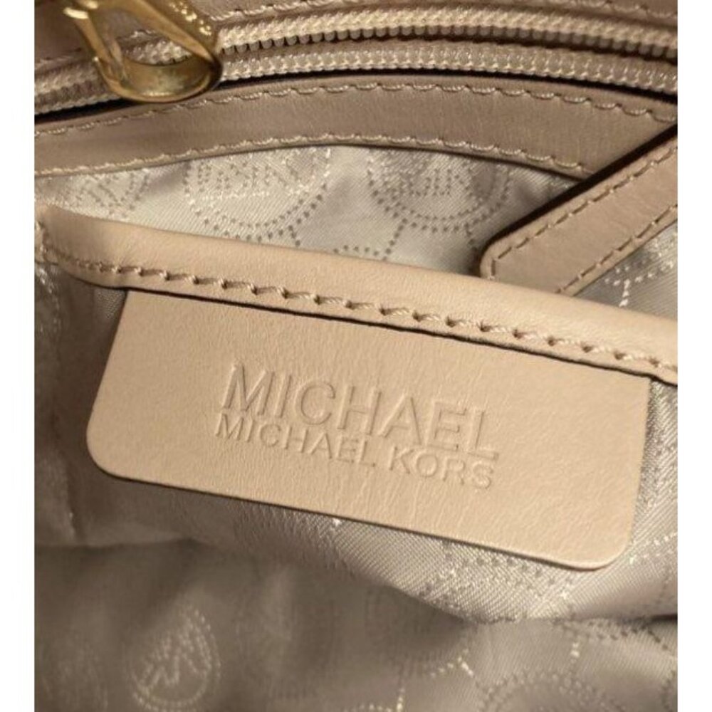 Michael‎ Kors Brown Jet Set Monogram Tote Bag With Beige Straps & Logo Charm - Picture 5 of 7